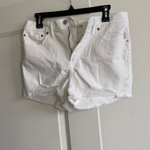 Levi's White Distressed Jean Shorts